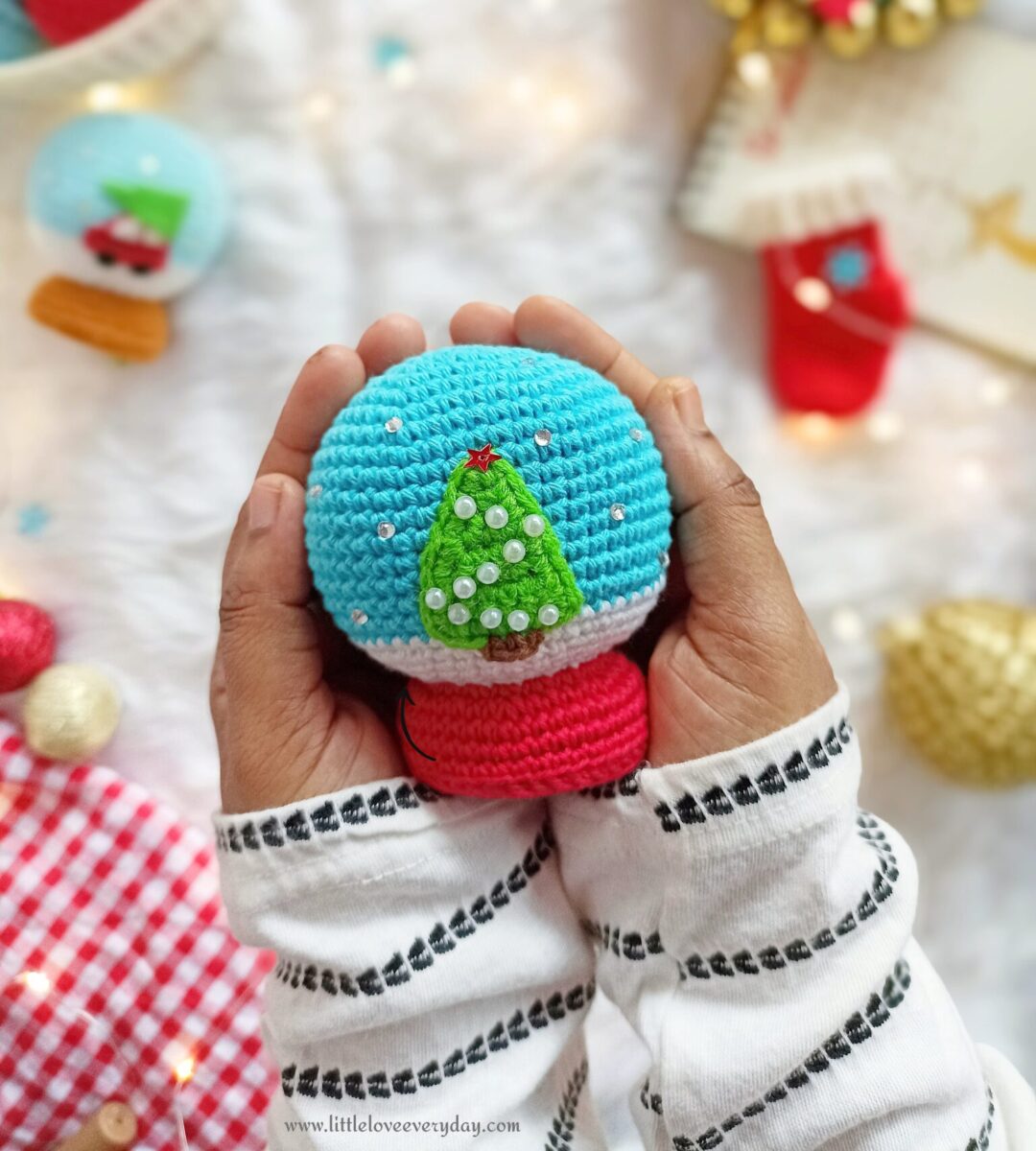 Crochet snowglobe ornament