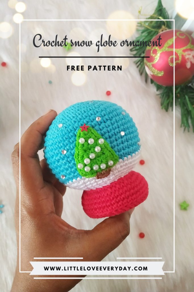 Crochet snow globe ornament