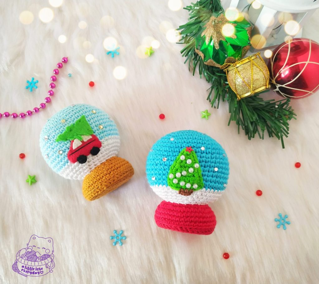 Crochet snow globe ornament