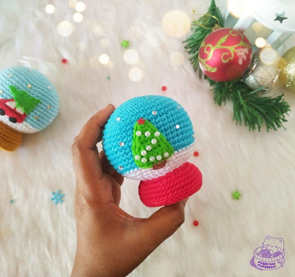 Crochet snow globe ornament
