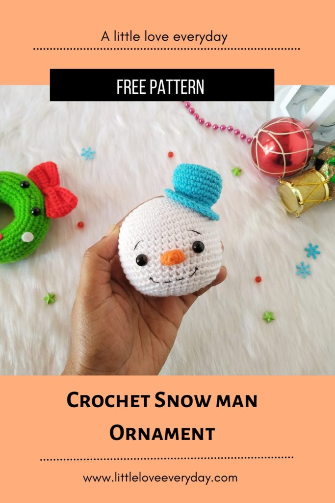 Crochet snow man ornament