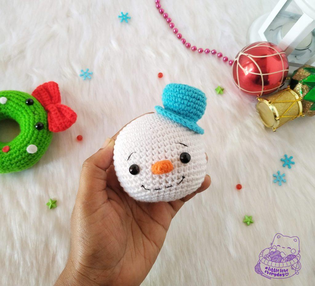 Crochet snow man ornament