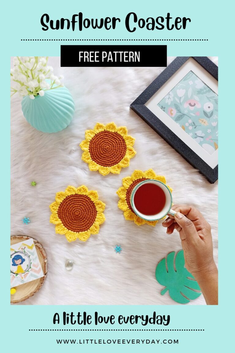 Crochet sunflower coaster