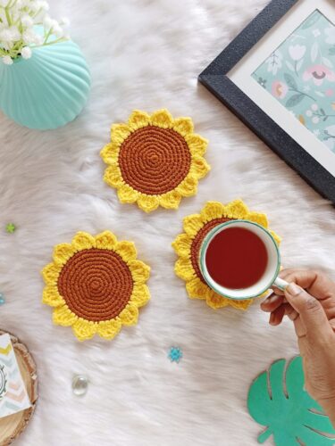 Crochet Sunflower coaster