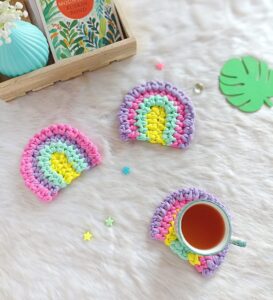 Crochet Rainbow coaster