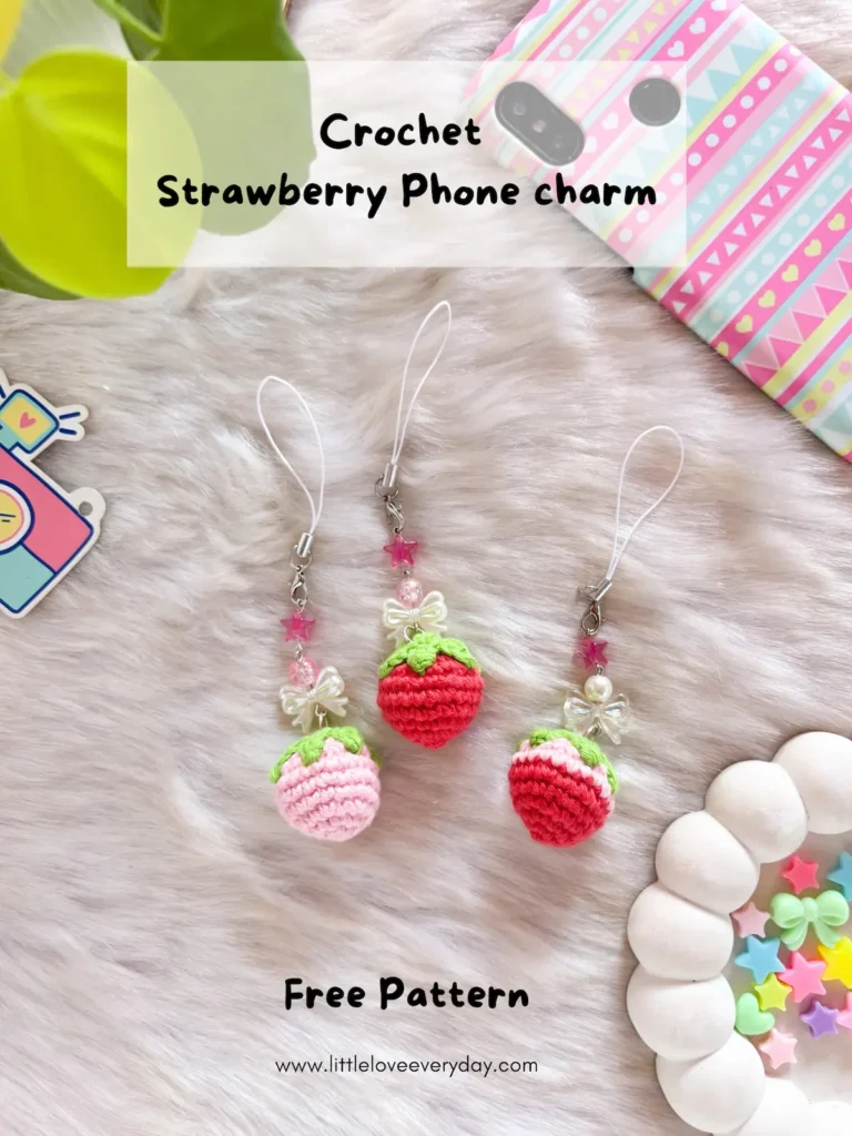 Strawberry phone charm pin